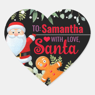 Liefde, Kerstman Gemberkoek Op Maat Gemaakte Kerst Hart Sticker
