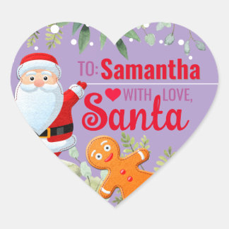 Liefde, Kerstman Gingerbread Op maat Kerstmis Paar Hart Sticker