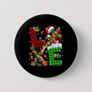Liefde Kerstmis Autisme Bewustzijn Kerstman Puzzel Ronde Button 5,7 Cm
