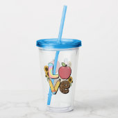 Liefde - Kleurrijk Teacher Design met Apple & Penc Acryl Drinkbeker (Achterkant)