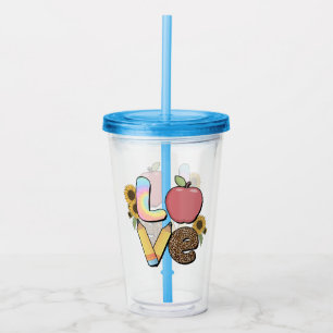 Liefde - Kleurrijk Teacher Design met Apple & Penc Acryl Drinkbeker