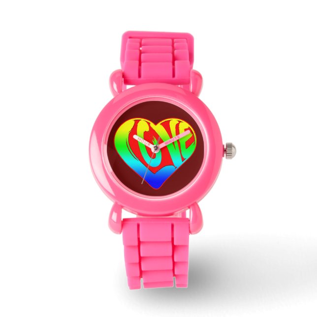 Liefde Kleurrijke Hart Valentijnsdag Horloge (Voorkant)