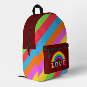 Liefde Kleurrijke Regenboog Rode Hart Bedrukte Rugzak