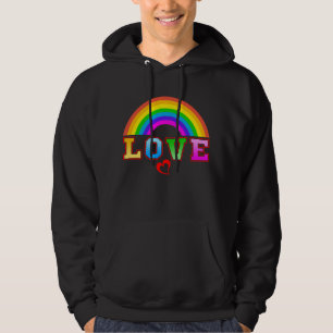 Liefde Kleurrijke Regenboog Rode Hart Hoodie