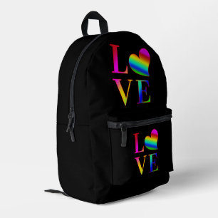 LIEFDE KLEURRIJKE TYPOGRAFIE REGENBOOG HART BEDRUKTE RUGZAK