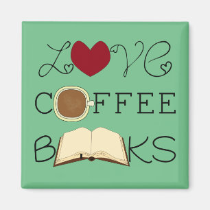 Liefde, koffie, boeken - Kies kleur Magneet