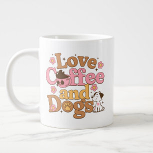 Liefde Koffie en Honden Retro Extra Grote Beker