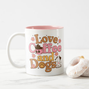 Liefde Koffie en Honden Retro Tweekleurige Koffiemok