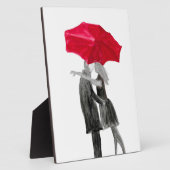 Liefde koppel met rode paraplu fotoplaat (Zijkant)