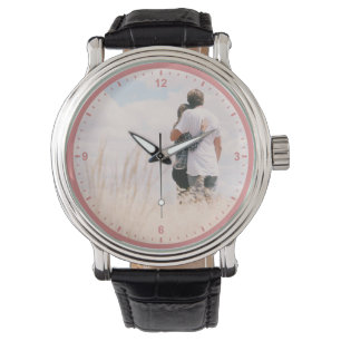 Liefde Koppels Fotosjabloon Roos Roze Gekleurd Sch Horloge