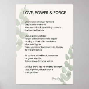 Liefde, kracht, kracht Gedicht Poster