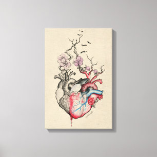 Liefde kunst Surreal Anatomische harten Bloemen Vi Canvas Afdruk
