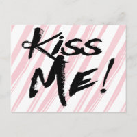 Liefde Kus Me Roze En Zwarte Waterverf Strepen