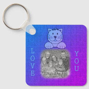 Liefde! Kute Blue Cat Your Photo Sleutelhanger