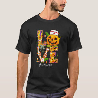 Liefde L&d Verpleegster Halloween Skelet Pompoen S T-shirt