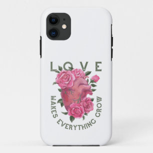 Liefde laat alles groeien – Romantische Bloemenkun iPhone 11 Hoesje