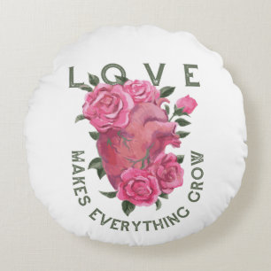 Liefde laat alles groeien – Romantische Bloemenkun Rond Kussen