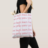 Liefde Lach Leer live ondersteboven Canvas tas (Dichtbij)