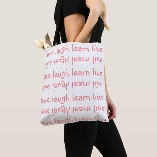 Liefde Lach Leer live ondersteboven Canvas tas (Dichtbij)