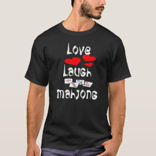 Liefde Lach Mahjong Leuk Chinees Joods Tegel Spel T-shirt