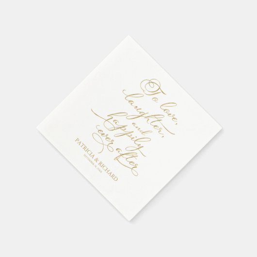 Liefde, lachen, en gelukkig ooit na bruiloft servet (Hoek)