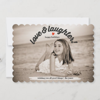 Liefde & Lachen met achterfoto Feestdagenkaart