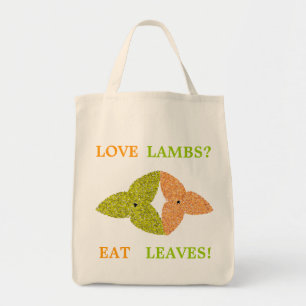 Liefde lammeren Eat Leaves Organic GroceryTote Bag Tote Bag