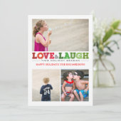 Liefde & Laugh x3 Feestdagenkaart (Staand voorkant)