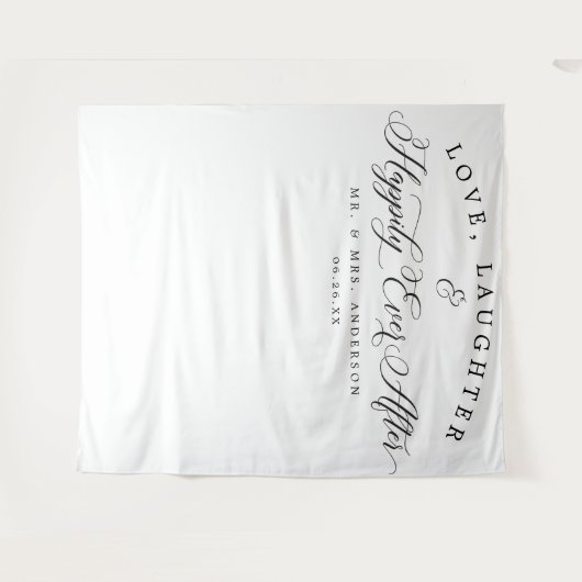 Liefde, Laughter Wedding Backdrop Banner Wandkleed (Voorkant (horizontaal))