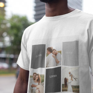 Liefde leeft hier Drie foto familie cadeau T-shirt