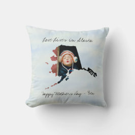 Liefde leeft in Alaska State Shaped Custom Foto Kussen