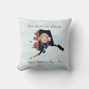 Liefde leeft in Alaska State Shaped Custom Foto Kussen