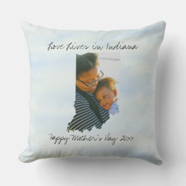 Liefde leeft in Indiana State Shaped Custom Foto Kussen