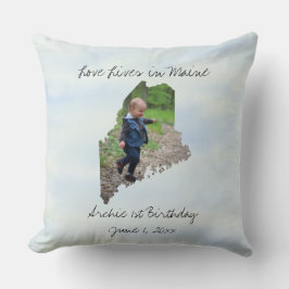 Liefde leeft in Maine State Shaped Custom Foto Kussen