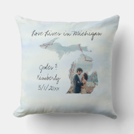 Liefde leeft in Michigan State Shaped Custom Foto Kussen