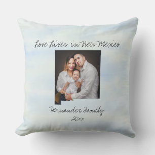 Liefde leeft in New Mexico State Shaped Foto Kussen