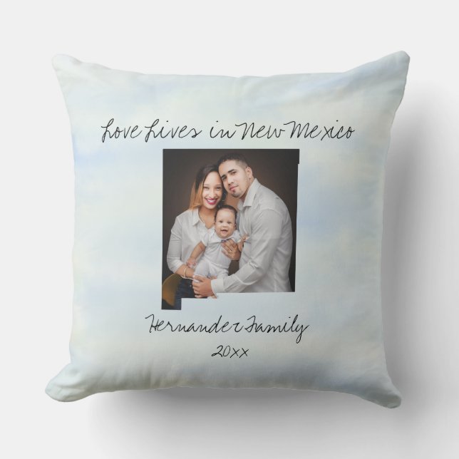 Liefde leeft in New Mexico State Shaped Foto Kussen (Voorkant)