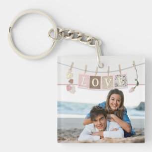 Liefde letters, Rozen, foto toevoegen Sleutelhanger