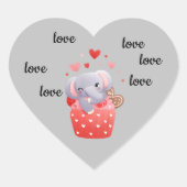 Liefde leuke valentijn-olifant hart sticker (Voorkant)