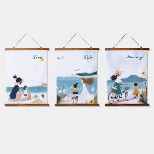 Liefde, leven, herinnering hangend wandkleed (Driedubbel)