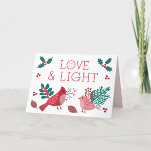 Liefde & Licht Kerst Vogels Bessen Feestdagen Kaart