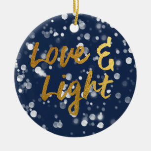Liefde & Licht Nep Folie Lieflijke Bokeh Hanukka Keramisch Ornament