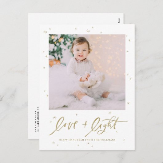 Liefde & lichte penseel met de titel Gold Happy Ha Feestdagenkaart (Voorkant / Achterkant)