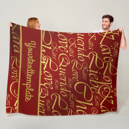 Liefde, liebe, kara, cher, käre, querido, text, ro fleece deken (In situ)