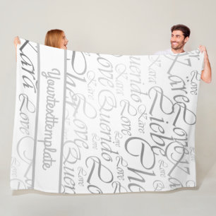 Liefde, liebe, kara, cher, käre, querido, text, ro fleece deken