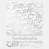 Liefde, liebe, kara, cher, käre, querido, text, ro fleece deken (Voorkant)