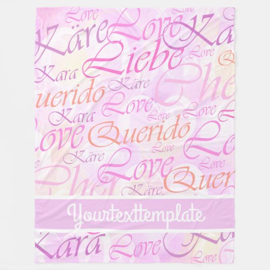 Liefde, liebe, kara, cher, käre, querido, text, ro fleece deken (Voorkant)