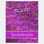 Liefde, liebe, kara, cher, käre, querido, text, ro fleece deken (Voorkant)