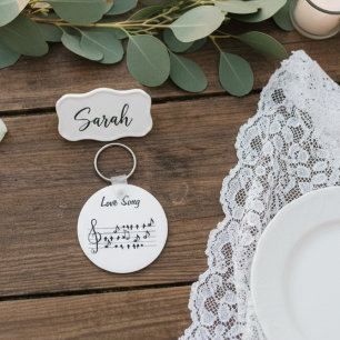 Liefde liedjes, vogels tussen muzikale noten sleutelhanger