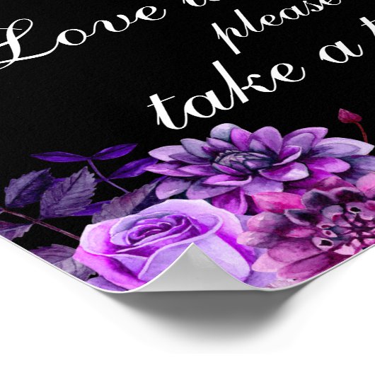 Liefde lief neemt een traktatie. Paarse en zwarte Poster (Hoek)